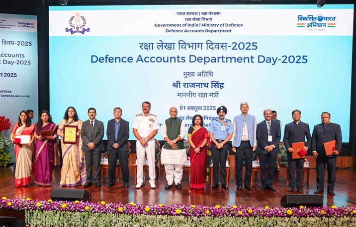 The Union Minister for Defence, Shri Rajnath Singh attends the 278th Foundation Day of the Defence Accounts Department (DAD), in New Delhi on October 01, 2025.