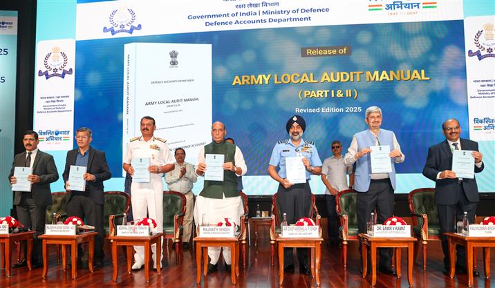 The Union Minister for Defence, Shri Rajnath Singh attends the 278th Foundation Day of the Defence Accounts Department (DAD), in New Delhi on October 01, 2025.