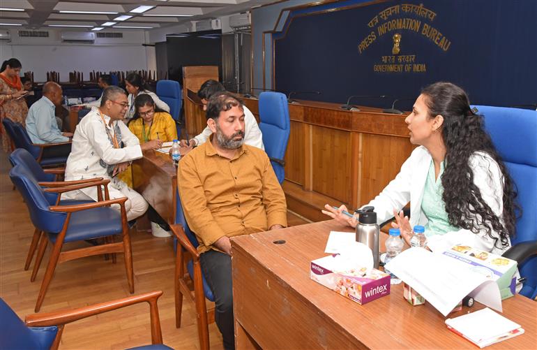Glimpses of the Preventive Health Check-up and Consultation Camp integrative wellness camp Hosted by AYUSH PIB in Collaboration with AIIA and RML Hospital under ‘Swachhata hi seva campaign-2025’ to marking under the azadi ka amrit Mahotsav at Shastri Bhawan, in New Delhi on October 01, 2025.