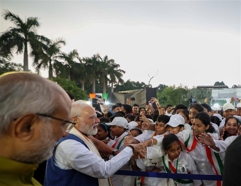 PM attends prayer meeting at Gandhi Smriti on the occasion of Gandhi Jayanti, in New Delhi on October 02, 2025.