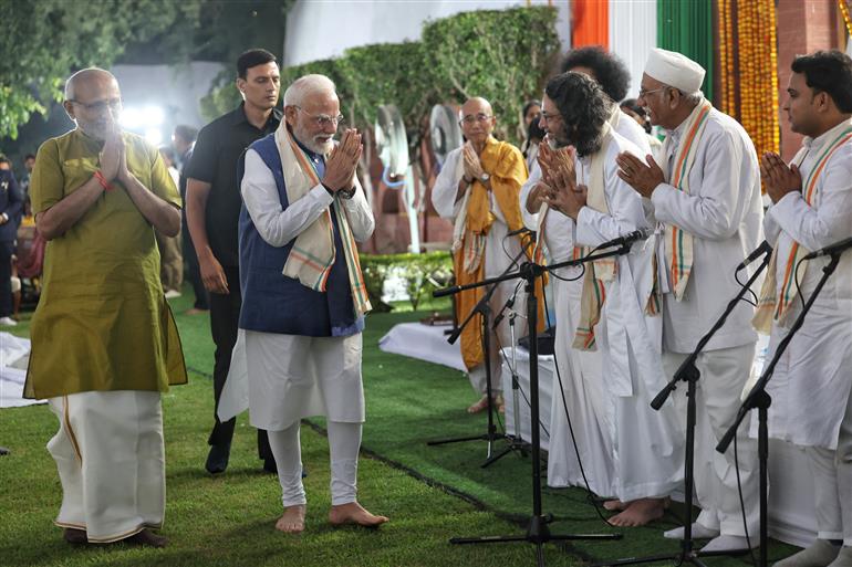 PM attends prayer meeting at Gandhi Smriti on the occasion of Gandhi Jayanti, in New Delhi on October 02, 2025.