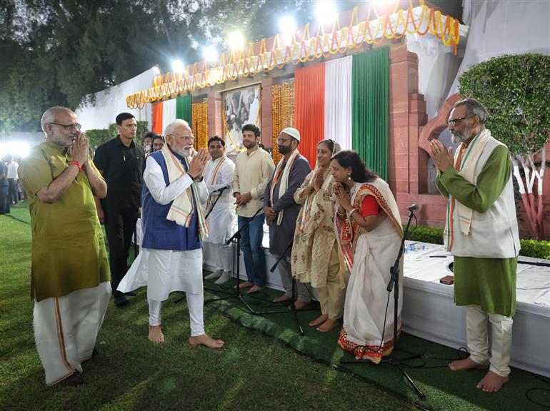 PM attends prayer meeting at Gandhi Smriti on the occasion of Gandhi Jayanti, in New Delhi on October 02, 2025.