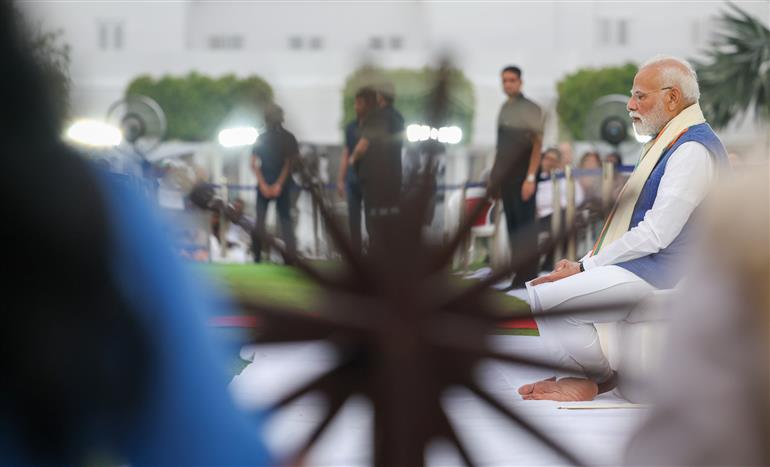 PM attends prayer meeting at Gandhi Smriti on the occasion of Gandhi Jayanti, in New Delhi on October 02, 2025.