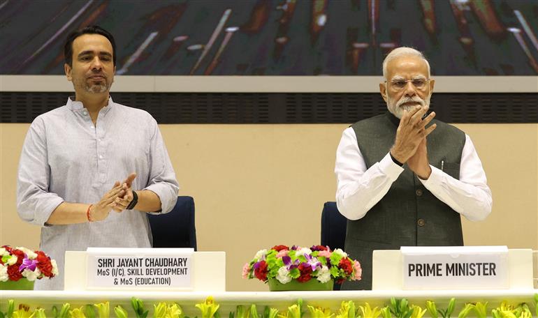 PM unveiled various youth-focused initiatives during Kaushal Deekshant Samaroh held at Vigyan Bhawan, in New Delhi on October 04, 2025.