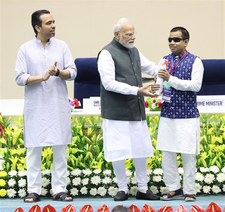 PM graced the Kaushal Deekshant Samaroh held on the sidelines of the unveils of various youth-focused initiatives at Vigyan Bhawan, in New Delhi on October 04, 2025.