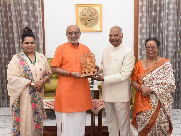 The Vice President of India & Chairman of the Rajya Sabha, Shri C. P. Radhakrishnan met the former President of India, Shri Ram Nath Kovind at his residence, in New Delhi on October 06, 2025.