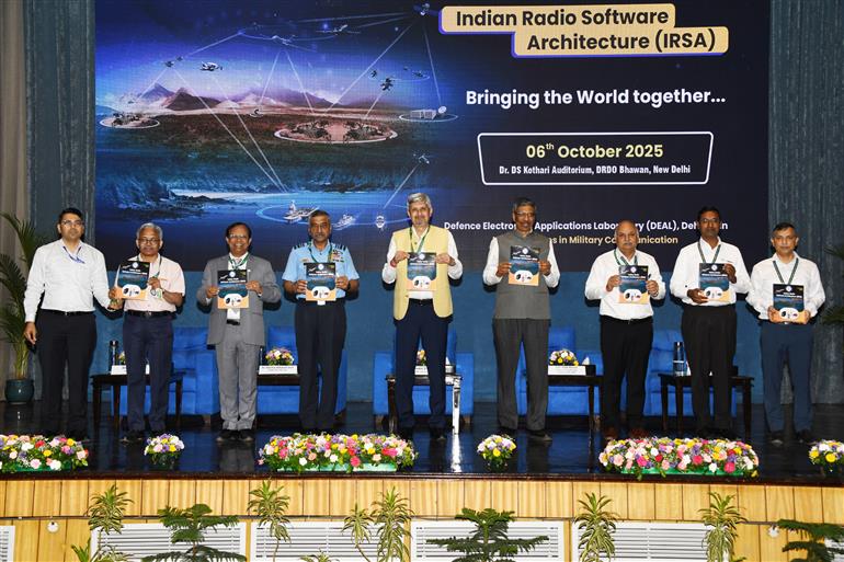 DRDO releases the Indian Radio Software Architecture standard 1.0 to enable interoperability in Military Communication during the National workshop, in New Delhi on October 07, 2025.