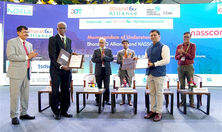 The Union Minister of Communications and Development of North Eastern Region (DoNER), Shri Jyotiraditya M. Scindia attends the International Bharat 6G Symposium at India Mobile Congress 2025, in Delhi on October 08, 2025.