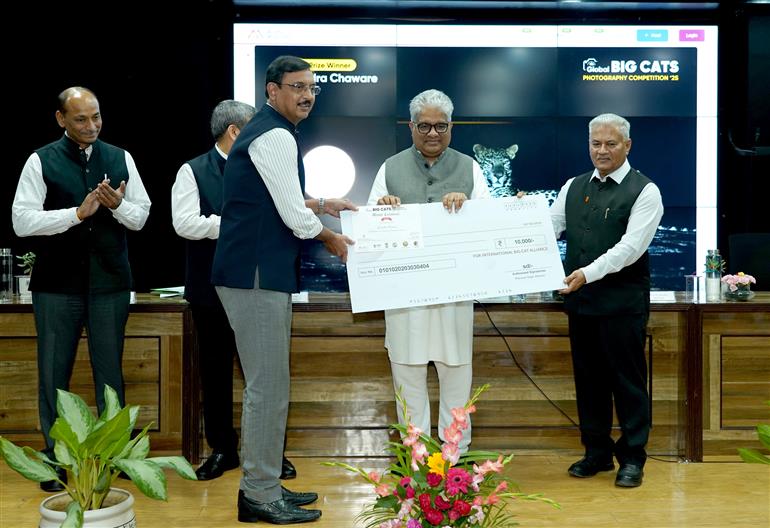 The Union Minister for Environment, Forest and Climate Change, Shri Bhupender Yadav attends the Award Ceremony of Global Big Cats Photography Competition 2025, in New Delhi on October 08, 2025. 