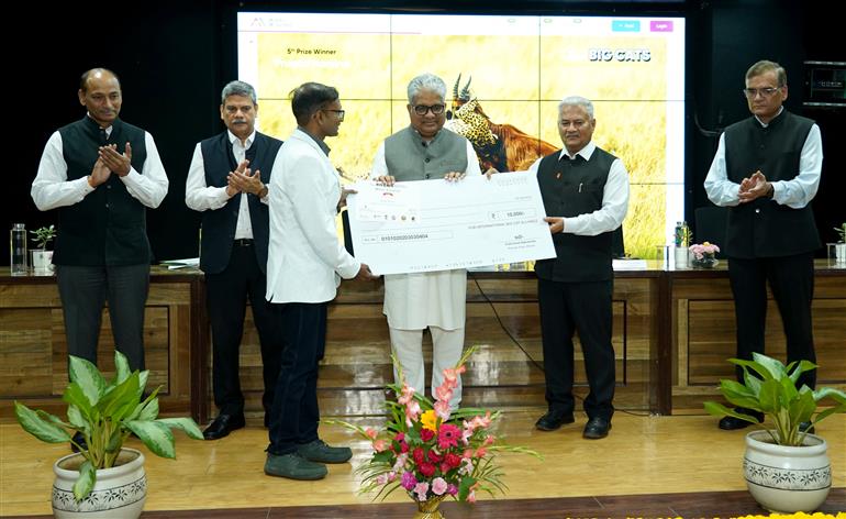 The Union Minister for Environment, Forest and Climate Change, Shri Bhupender Yadav attends the Award Ceremony of Global Big Cats Photography Competition 2025, in New Delhi on October 08, 2025. 