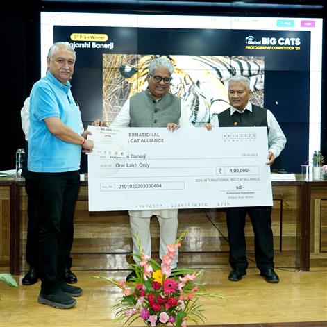 The Union Minister for Environment, Forest and Climate Change, Shri Bhupender Yadav attends the Award Ceremony of Global Big Cats Photography Competition 2025, in New Delhi on October 08, 2025. 