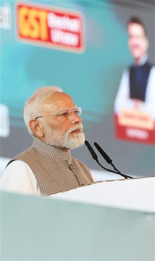 PM addressing at the inauguration of the Navi Mumbai International Airport and Mumbai Metro Line-3 at Mumbai, in Maharashtra on October 08, 2025. 