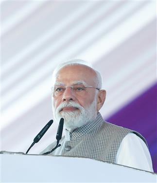 PM addressing at the inauguration of the Navi Mumbai International Airport and Mumbai Metro Line-3 at Mumbai, in Maharashtra on October 08, 2025. 