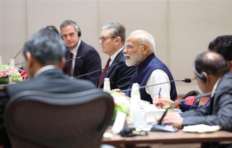 PM and UK PM Keir Starmer attends the reconstituted India-UK CEOs Forum, in Mumbai on October 09, 2025.