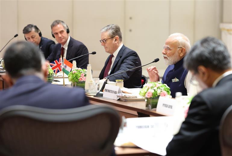 PM and UK PM Keir Starmer attends the reconstituted India-UK CEOs Forum, in Mumbai on October 09, 2025.