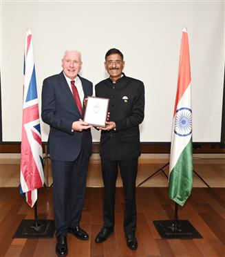 The Minister of State for Defence, Shri Sanjay Seth meets the United Kingdom’s Minister of State for Defence (Minister for the House of Lords), Mr Vernon Coaker in Mumbai, Maharashtra on October 10, 2025.