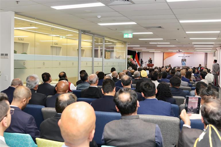 The Union Minister for Defence, Shri Rajnath Singh addressing the members of the Indian community at a special event hosted by the Consulate General of India in Sydney, Australia on October 10, 2025.