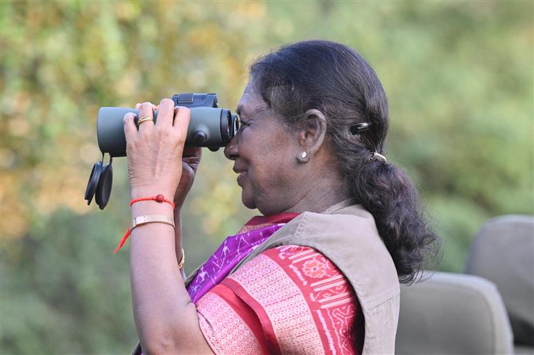 The President of India, Smt Droupadi Murmu visited Gir National Park also interacted with the local tribal people at Sasan Gir, in Gujarat on October 10, 2025.