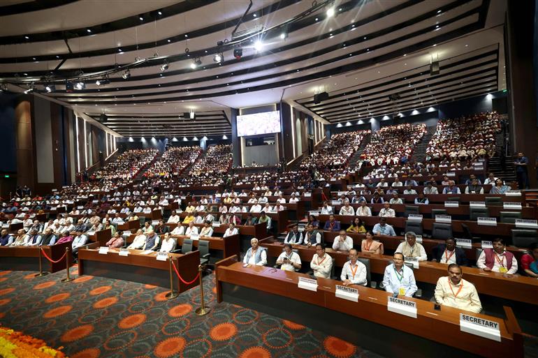 Gathering at the special Krishi programme on the sidelines of the launch, inauguration, laying the foundation stone and dedicates various projects and schemes in Agriculture and Allied Sectors held at Indian Agricultural Research Institute, in New Delhi on October 11, 2025. PM addressing on the occasion.