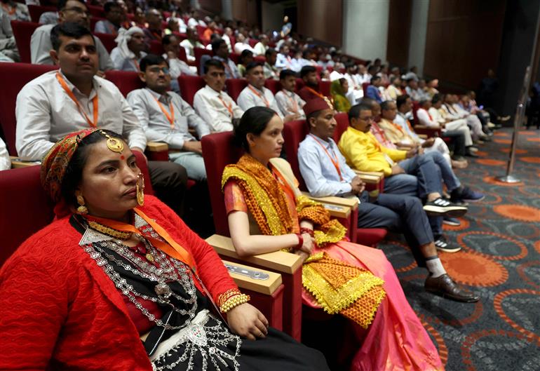 Gathering at the special Krishi programme on the sidelines of the launch, inauguration, laying the foundation stone and dedicates various projects and schemes in Agriculture and Allied Sectors held at Indian Agricultural Research Institute, in New Delhi on October 11, 2025. PM addressing on the occasion.