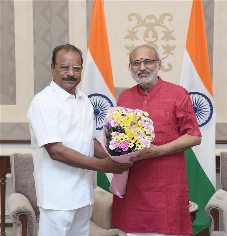 The Vice President of India & Chairman of the Rajya Sabha, Shri C. P. Radhakrishnan met the Governor of Tripura, Shri Indrasena Reddy Nallu at Vice-President’s Enclave, in New Delhi on October 12, 2025.