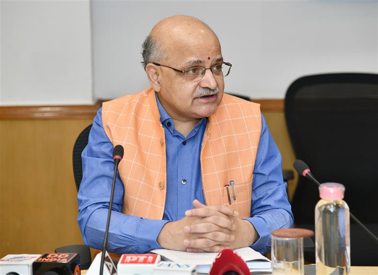 The CEO, NITI Aayog, Shri B.V.R. Subrahmanyam addressing at the release of Report “India’s Blue Economy: Strategy for Harnessing Deep-Sea and Offshore Fisheries by Prof. Ramesh Chand, Member (Agriculture) at NITI Aayog, in New Delhi on October 13, 2025.