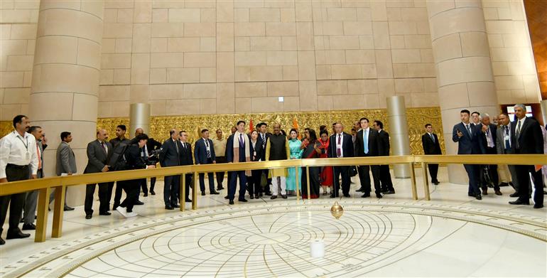 The Speaker of Lok Sabha, Shri Om Birla and the President of Mongolia, Mr. Khurelsukh Ukhnaa Visited New Parliament Building, in New Delhi on October 14, 2025.
