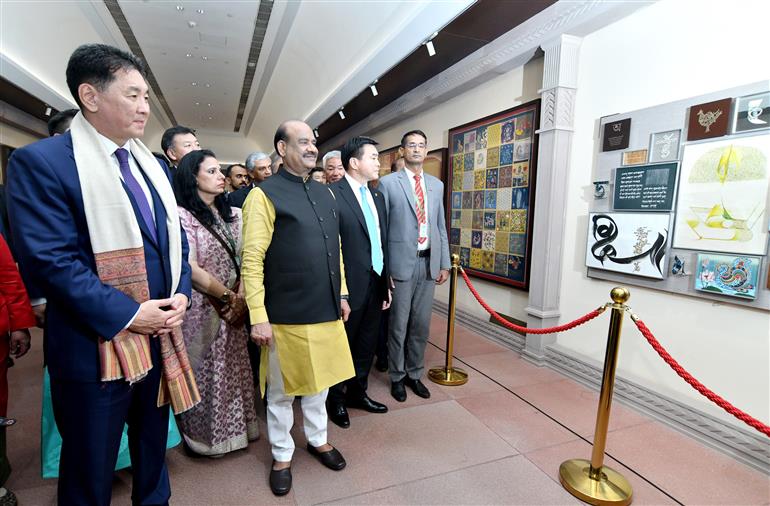 The Speaker of Lok Sabha, Shri Om Birla and the President of Mongolia, Mr. Khurelsukh Ukhnaa Visited New Parliament Building, in New Delhi on October 14, 2025.