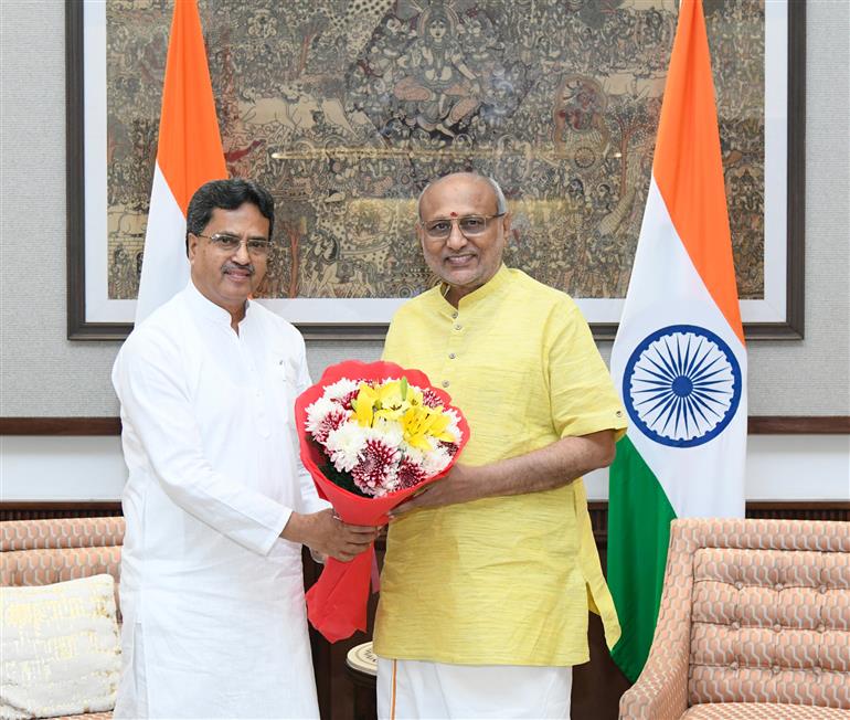 The Chief Minister of Tripura, Prof. (Dr.) Manik Saha called on the Vice-President of India, Shri C. P. Radhakrishnan at Vice-President’s Enclave, in New Delhi on October 15, 2025.