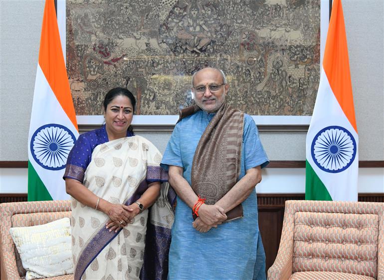 The Chief Minister of Delhi, Smt. Rekha Gupta called on the Vice President of India & Chairman of the Rajya Sabha, Shri C. P. Radhakrishnan at Vice-President’s Enclave, in New Delhi on October 18, 2025.