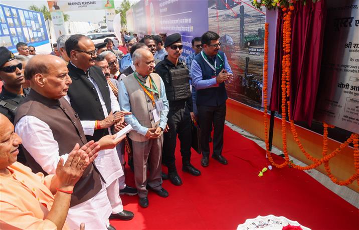 The Union Minister for Defence, Shri Rajnath Singh inaugurates the Booster and Warhead Building at the BrahMos Aerospace unit, in Lucknow, Uttar Pradesh on October 18, 2025.
