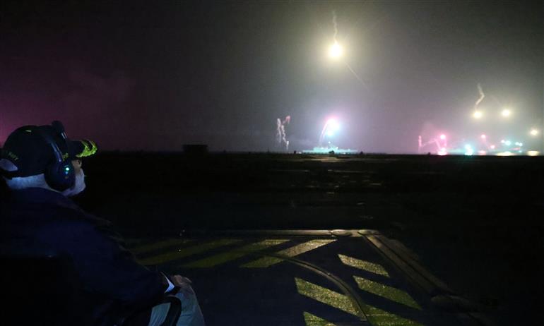 PM witnesses Night Flying Operations at INS Vikrant on October 20, 2025.