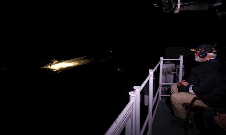PM witnesses Night Flying Operations at INS Vikrant on October 20, 2025.