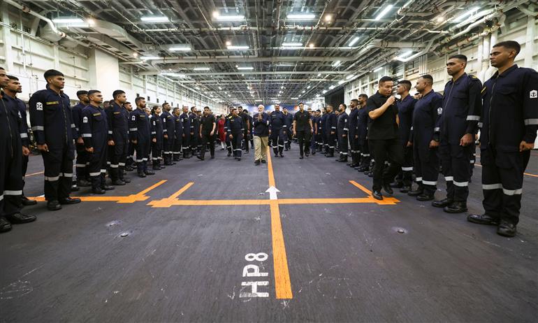 PM attends cultural programme on the sidelines of Diwali celebration at INS Vikrant on October 20, 2025.