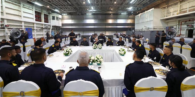 PM attends cultural programme on the sidelines of Diwali celebration at INS Vikrant on October 20, 2025.