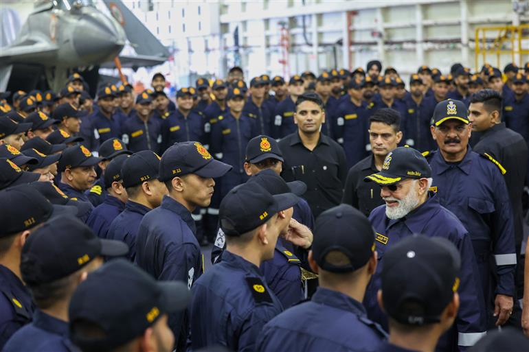 PM celebrates Diwali with armed forces personnel on board the INS Vikrant on October 20, 2025.