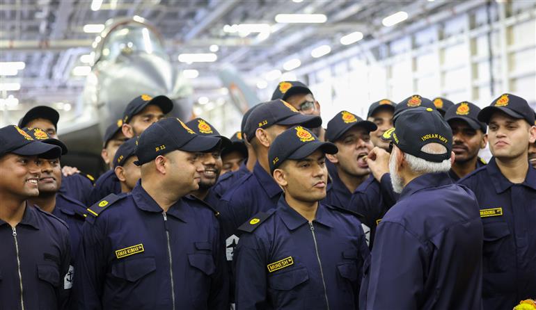 PM celebrates Diwali with armed forces personnel on board the INS Vikrant on October 20, 2025.