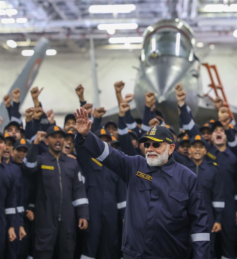 PM celebrates Diwali with armed forces personnel on board the INS Vikrant on October 20, 2025.