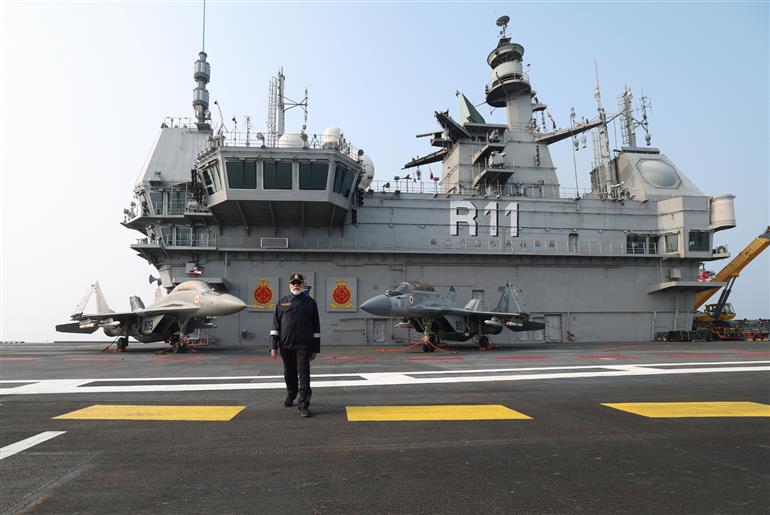 PM witnesses Steampast and Flypast at INS Vikrant on October 20, 2025.