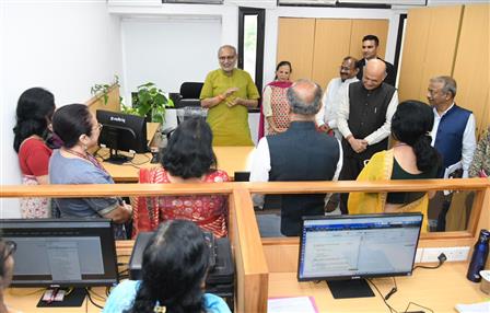 The Vice-President of India & Chairman of the Rajya Sabha, Shri C. P. Radhakrishnan visited various sections of the Rajya Sabha Secretariat, including the Table Office, Legislative Section, Question Branch, Members’ Salaries and Allowances Branch, Members’ Amenities Section, Bill Office, Notice Office, Lobby Office, and Reporters’ Branch at Parliament House, in New Delhi on October 21, 2025.