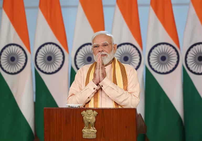 PM addressing at Rozgar Mela via video conferencing on October 24, 2025.