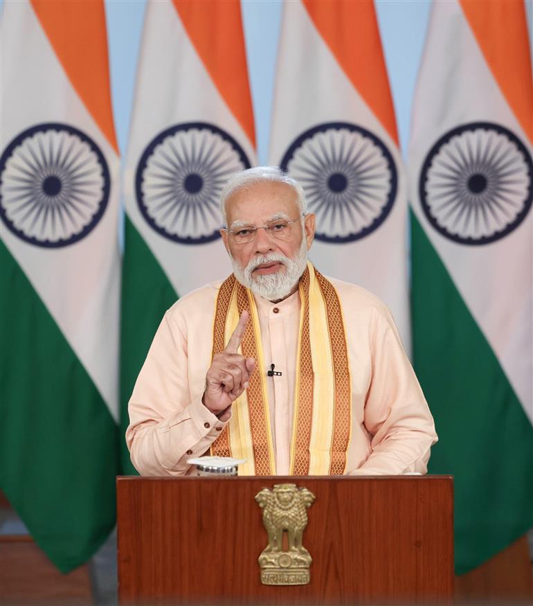 PM addressing at Rozgar Mela via video conferencing on October 24, 2025.