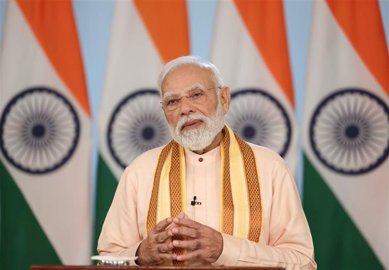 PM addressing at Rozgar Mela via video conferencing on October 24, 2025.