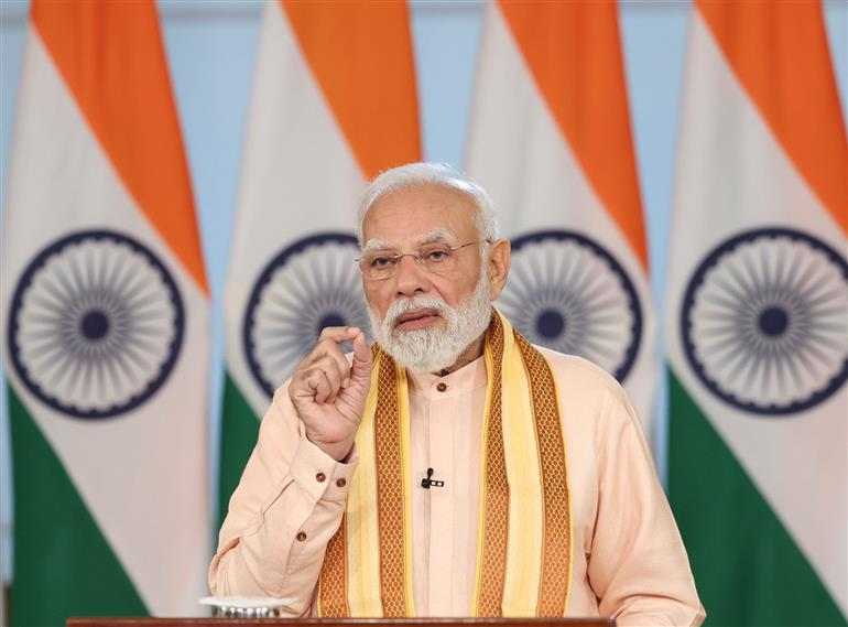 PM addressing at Rozgar Mela via video conferencing on October 24, 2025.