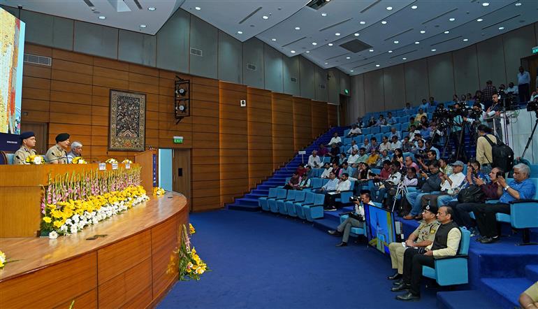 Director General, Border Security Force (BSF), Shri Daljit Singh Chaudhary addressing a Curtain Raiser Press Conference on Rashtriya Ekta Diwas-2025 celebration at National Media Centre, in New Delhi on October 24, 2025.