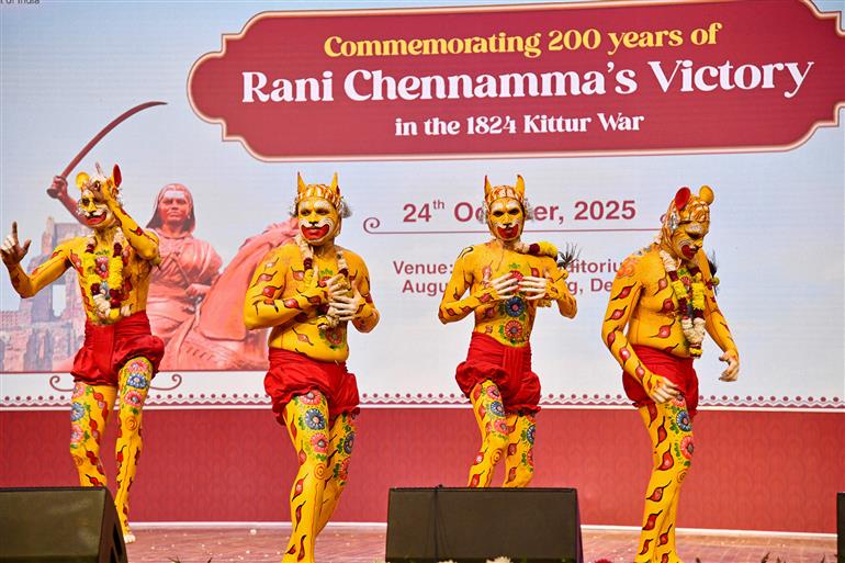 Glimpses of the program organized on the 200th anniversary of the historic victory in the Kittur War of Rani Chennamma at Siri Fort Auditorium, in New Delhi on October 24, 2025. The Union Minister of Culture and Tourism, Shri Gajendra Singh Shekhawat graced the event.