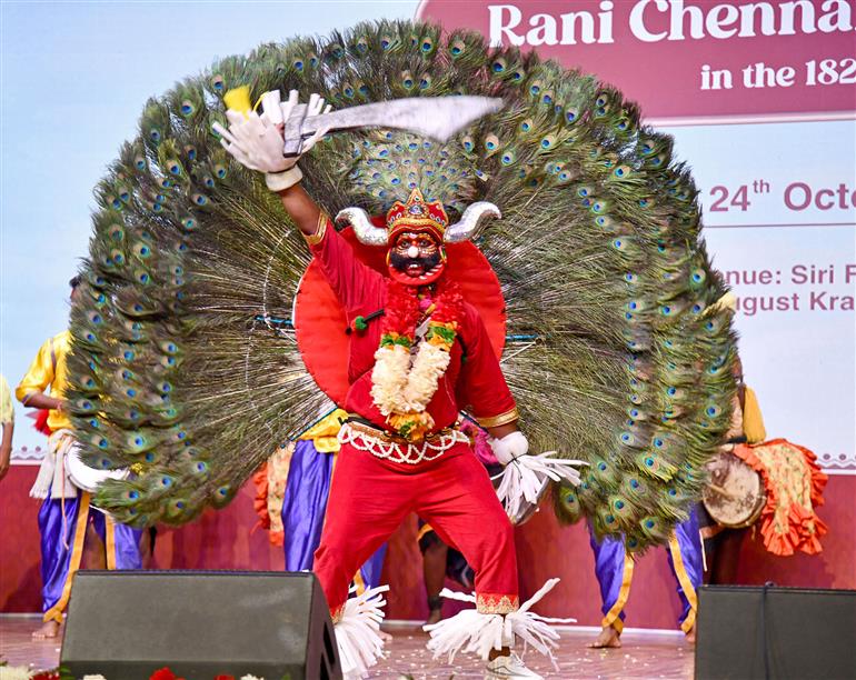Glimpses of the program organized on the 200th anniversary of the historic victory in the Kittur War of Rani Chennamma at Siri Fort Auditorium, in New Delhi on October 24, 2025. The Union Minister of Culture and Tourism, Shri Gajendra Singh Shekhawat graced the event.