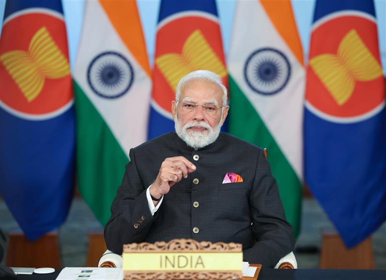 PM Virtually addressing the 22nd ASEAN Summit 2025, via video conferencing on October 26, 2025.