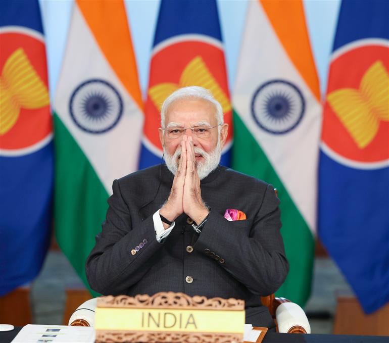 PM Virtually addressing the 22nd ASEAN Summit 2025, via video conferencing on October 26, 2025.