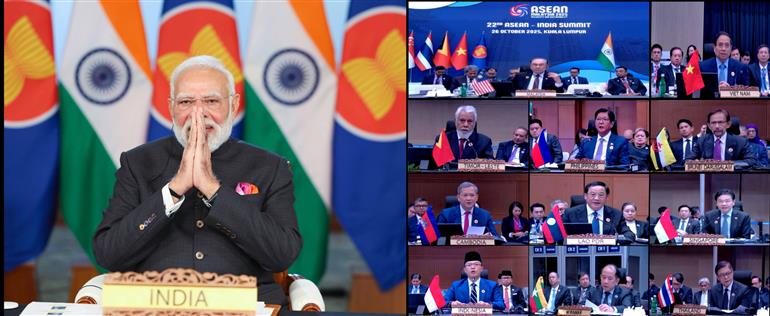 PM Virtually addressing the 22nd ASEAN Summit 2025, via video conferencing on October 26, 2025.